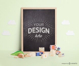 Composição de maquete de brinquedos para lousa