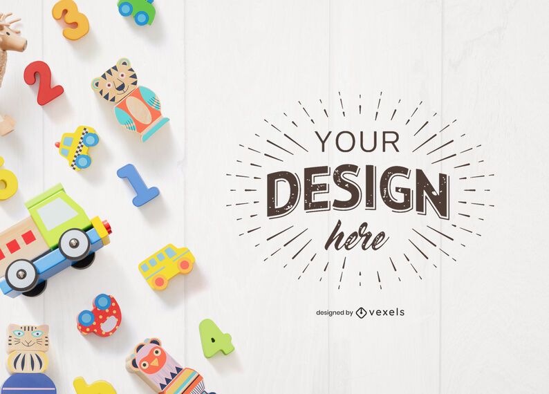 Toys mockup composition Toys mockup composition