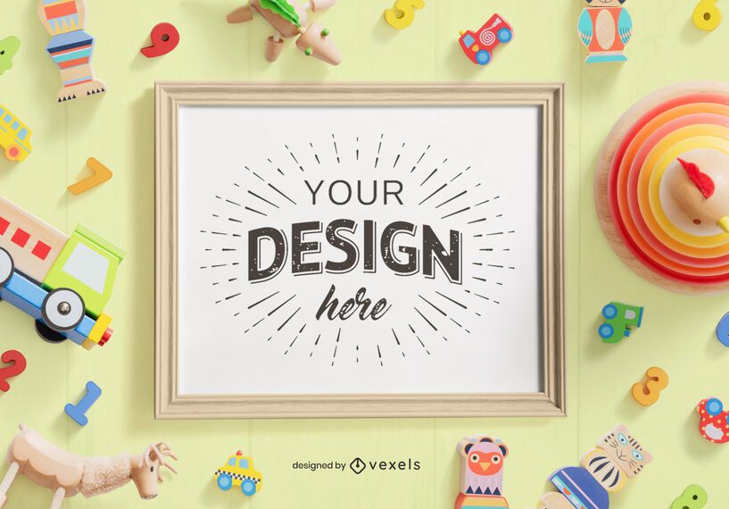 Kids toys frame mockup composition Kids toys frame mockup composition