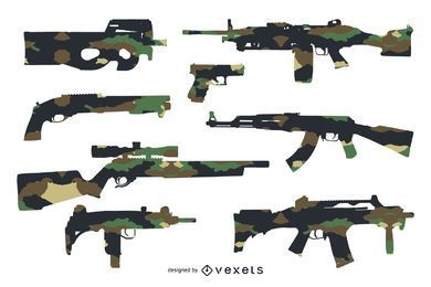 Silhuetas de arma com camuflagem