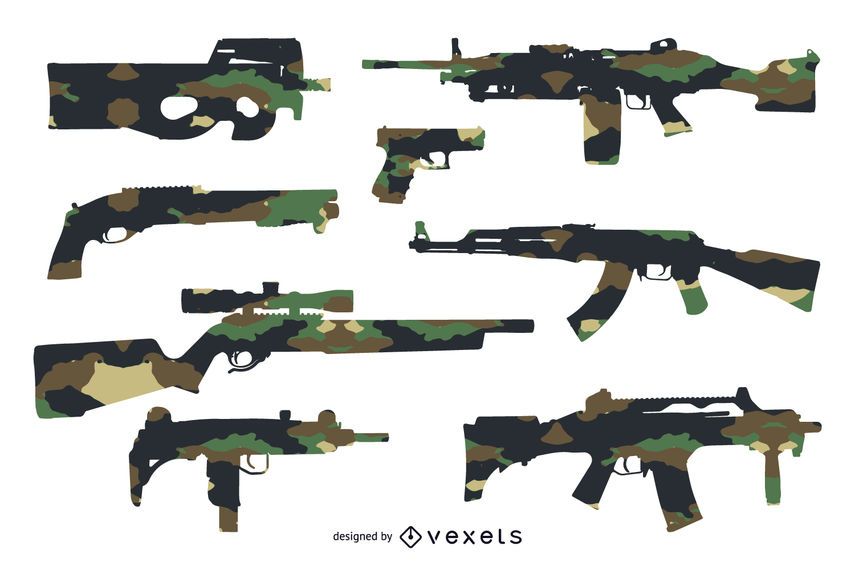 Gun Silhouettes set with camouflage Gun Silhouettes set with camouflage