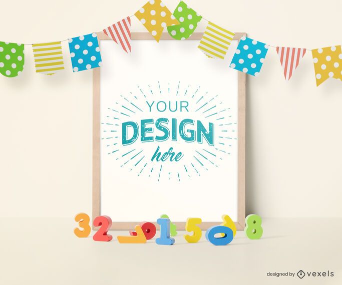 Toys pennants frame mockup composition Toys pennants frame mockup composition