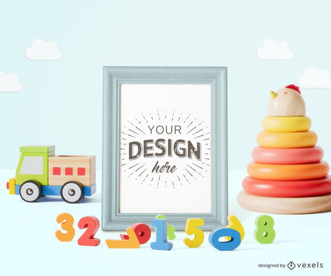 Toys frame poster mockup composition Toys frame poster mockup composition