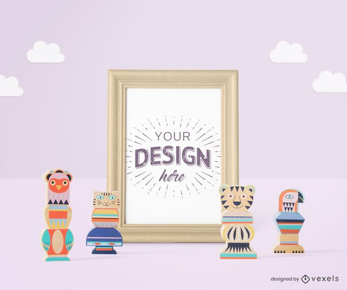 Toys poster frame mockup composition Toys poster frame mockup composition