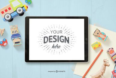 Kids toys ipad mockup composition Kids toys ipad mockup composition