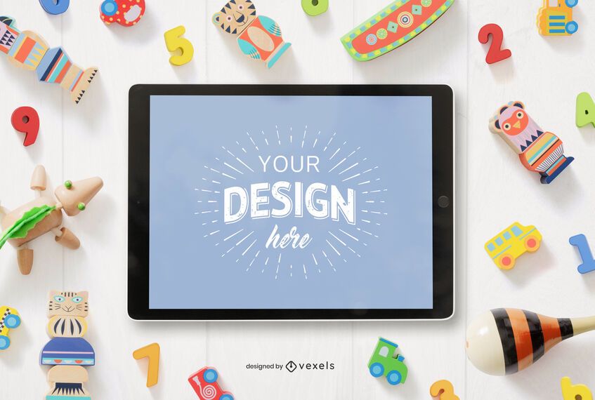 Brinquedos infantis ipad mockup composition Brinquedos infantis ipad mockup composition