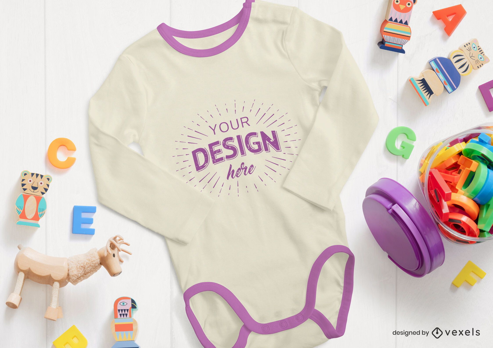 Toys onesie mockup composition