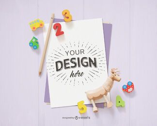 Paper sheet toys mockup composition Paper sheet toys mockup composition