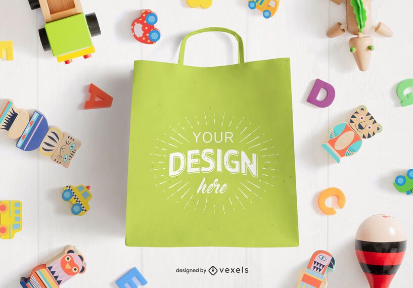 Toys shopping bag mockup composition Toys shopping bag mockup composition