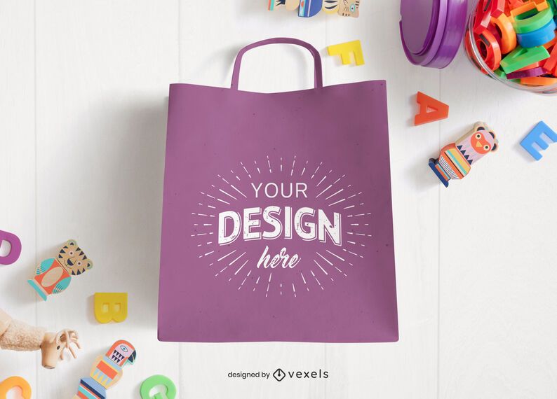 Shopping bag toys mockup composition Shopping bag toys mockup composition