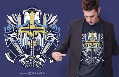 Projeto de camiseta de robô gigante