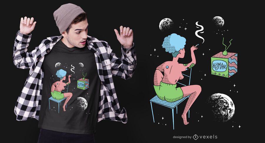 Diseño de camiseta de mujer en el espacio Diseño de camiseta de mujer en el espacio