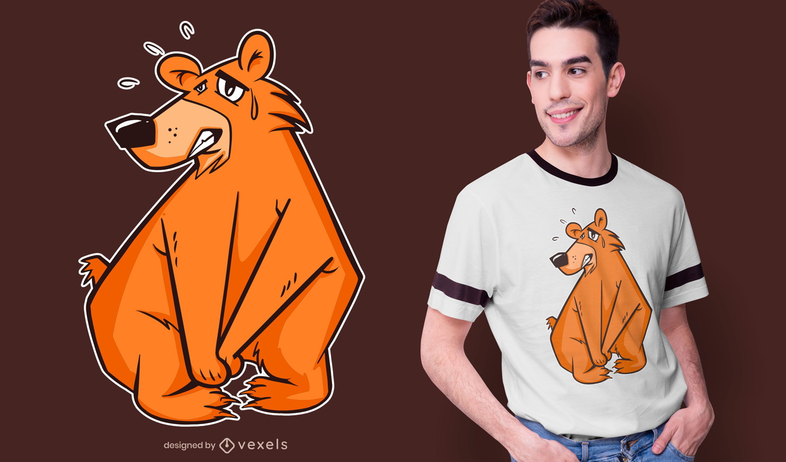 Design de camiseta de urso fazendo xixi