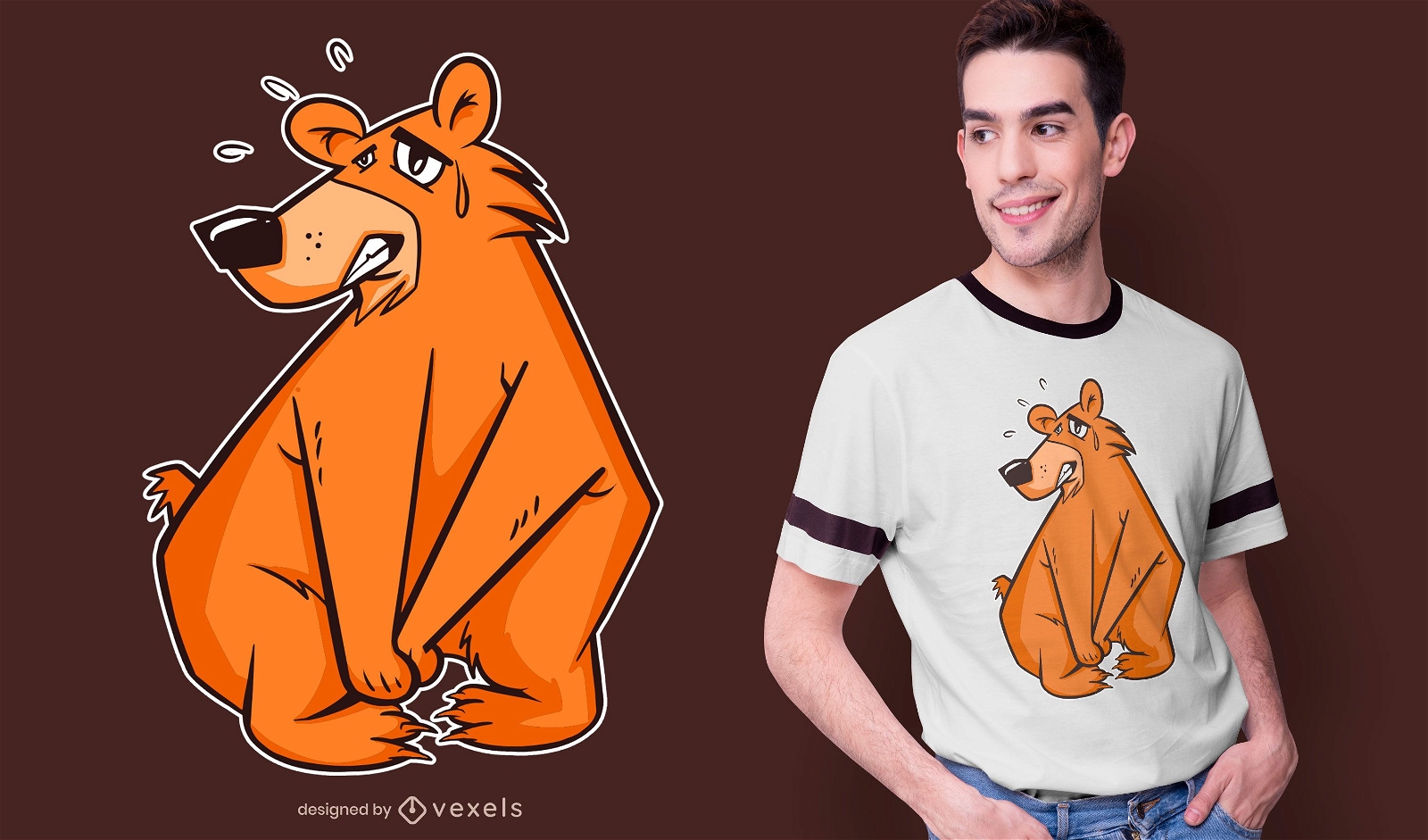 Diseño de camiseta de oso haciendo pis