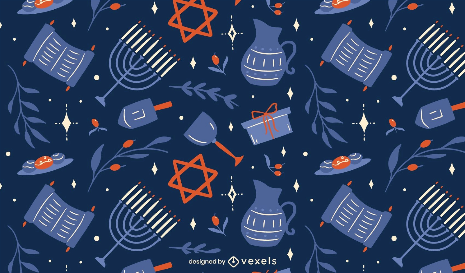 Hanukkah elements pattern design