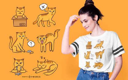 Diseño de camiseta de gatos
