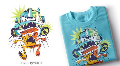 Diseño de camiseta de monster truck book