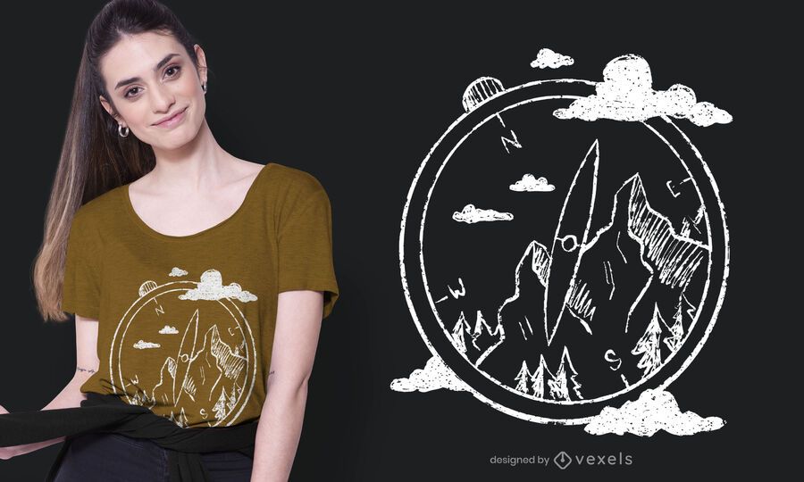 Compass mountains t-shirt design Compass mountains t-shirt design