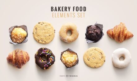 Bakery food psd elements for mockups