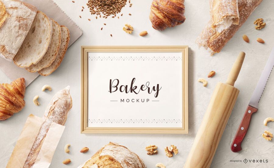 Download Bakery Frame Mockup Composition - PSD Mockup Download