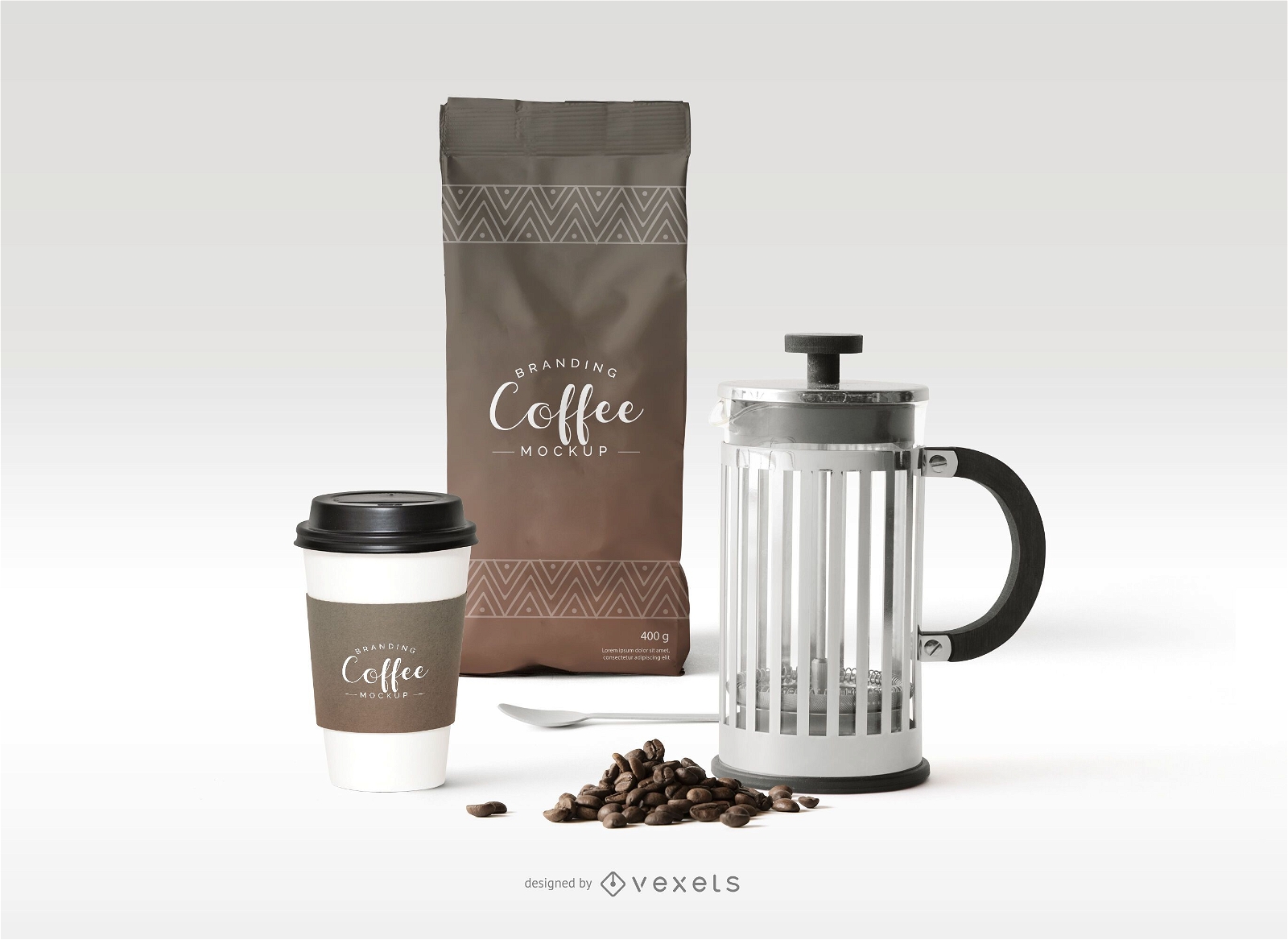 Composición de maqueta de marca de café