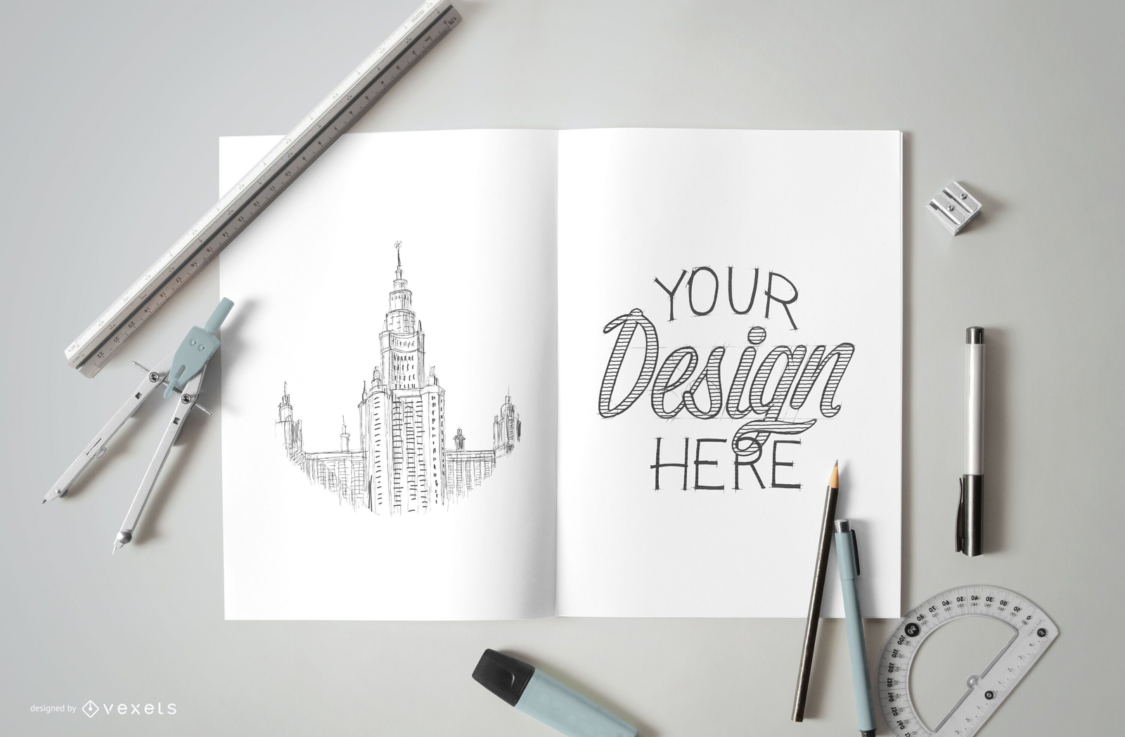 Pencil PSD Mockup Editable Template to Download