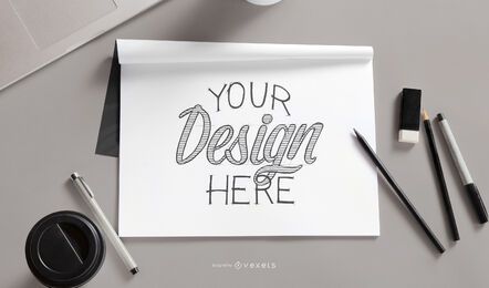 Sketch notebook mockup composition