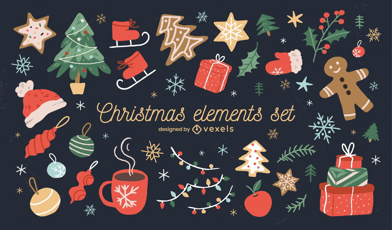 Conjunto de ilustração de elementos de Natal