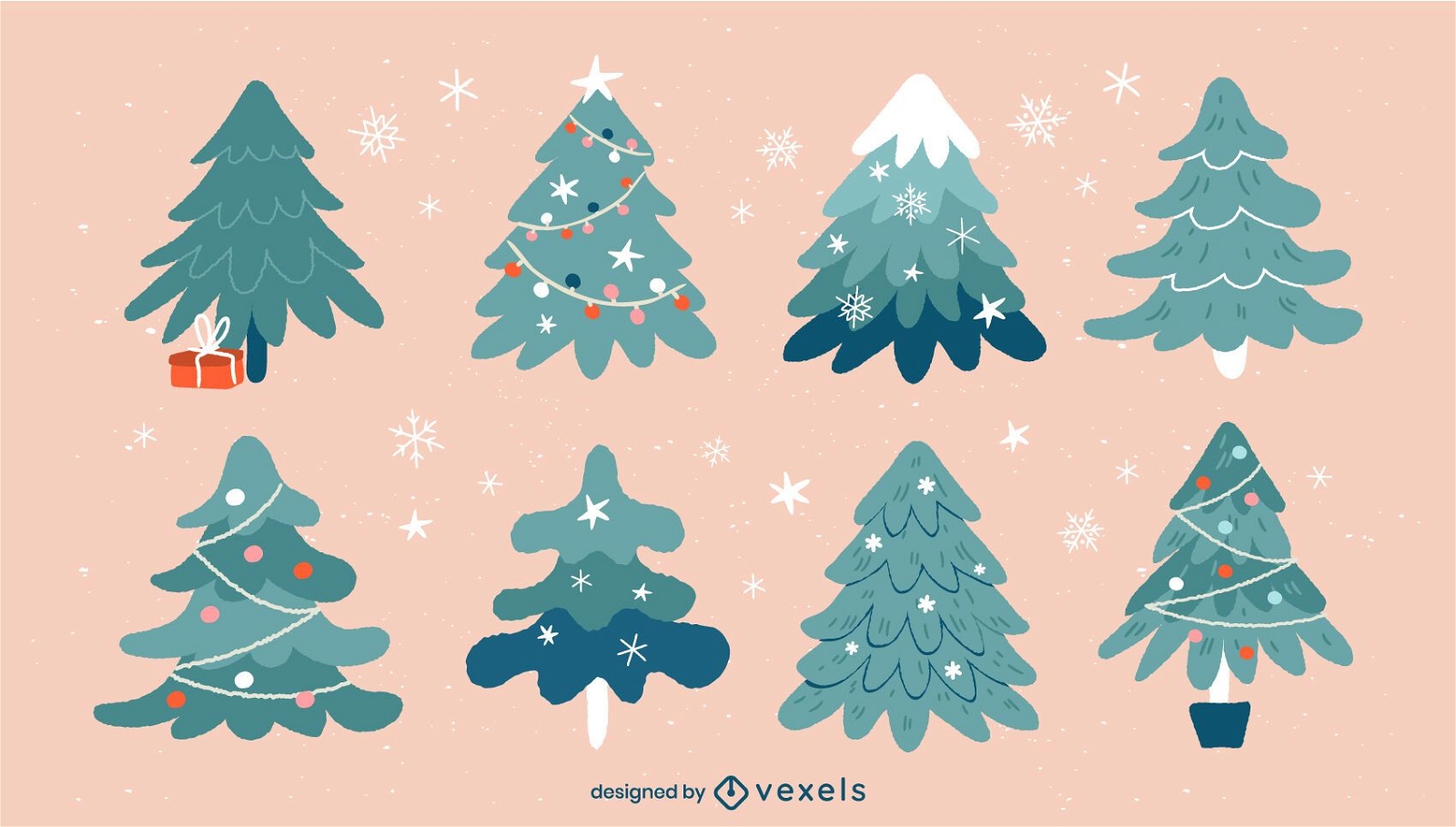 Weihnachtsbäume Illustrationssatz