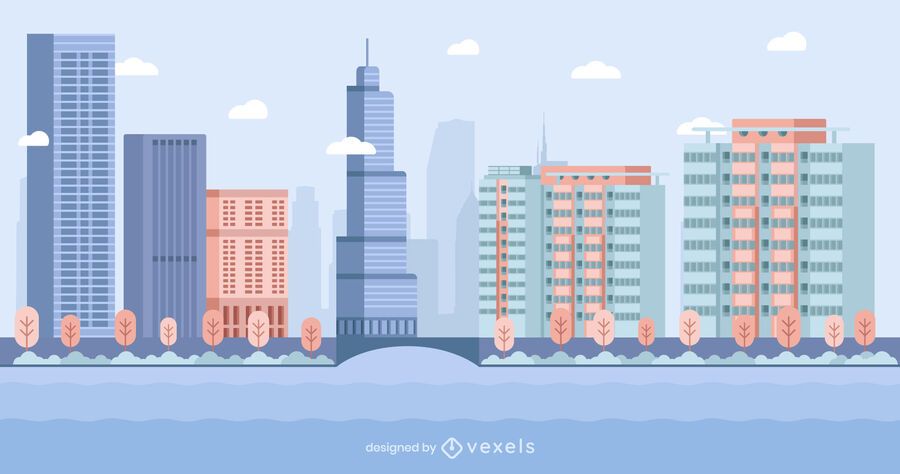 Chicago Flat Style Skyline Design Chicago Flat Style Skyline Design
