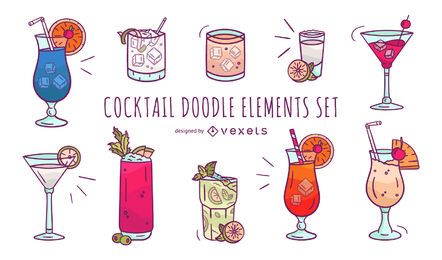 Cocktail Doodle Elements Set
