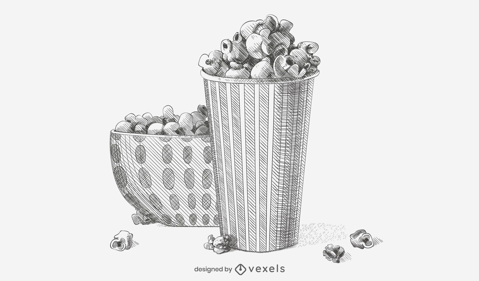 Hand-drawn Popcorn Sketch Illustration