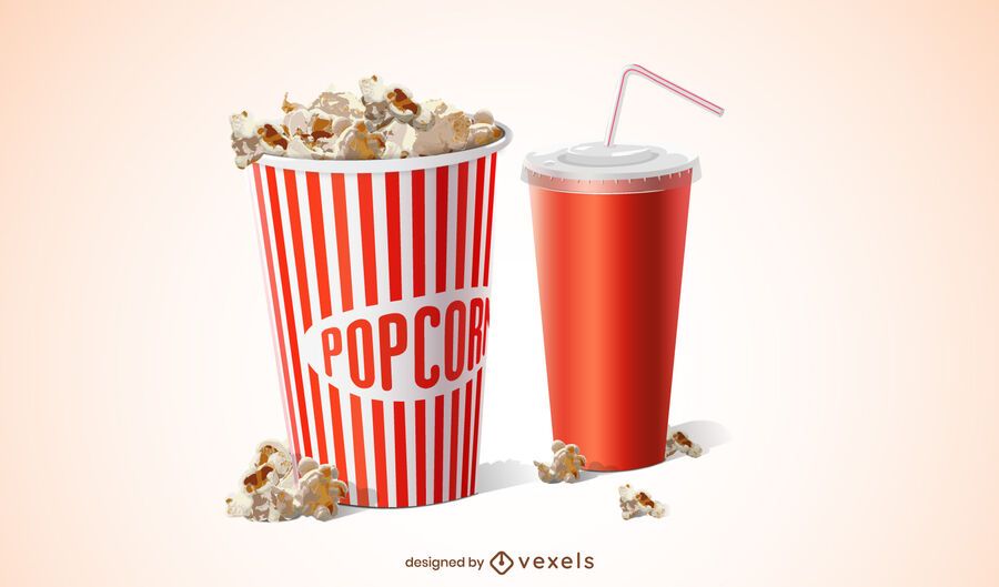 Realistic Movie Popcorn Design Realistic Movie Popcorn Design