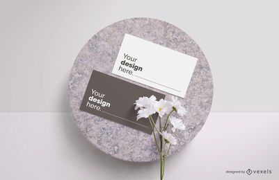 Business card flower mockup composition