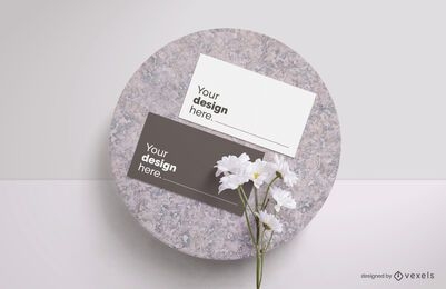 Composição de maquete de flor de cartão de visita