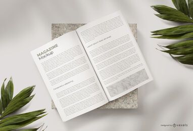 Composição da maquete de revista aberta