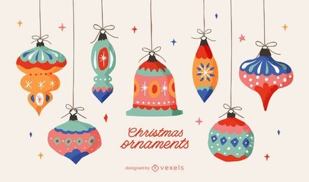 Paquete de ilustraciones de adornos navideños