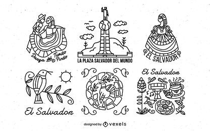 El Salvador Stroke Illustration Pack