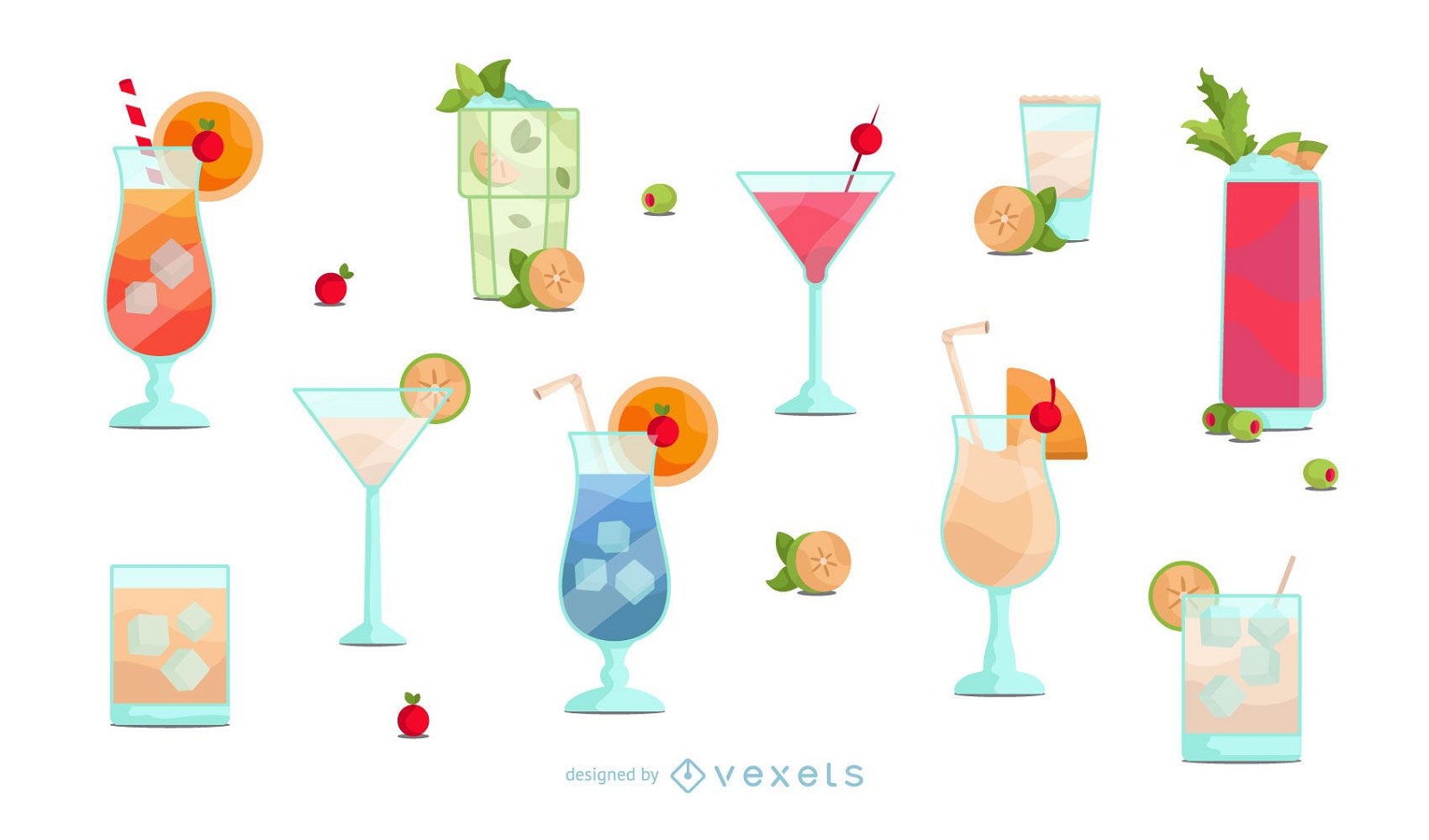 Flat Cocktail Glass Design Collection