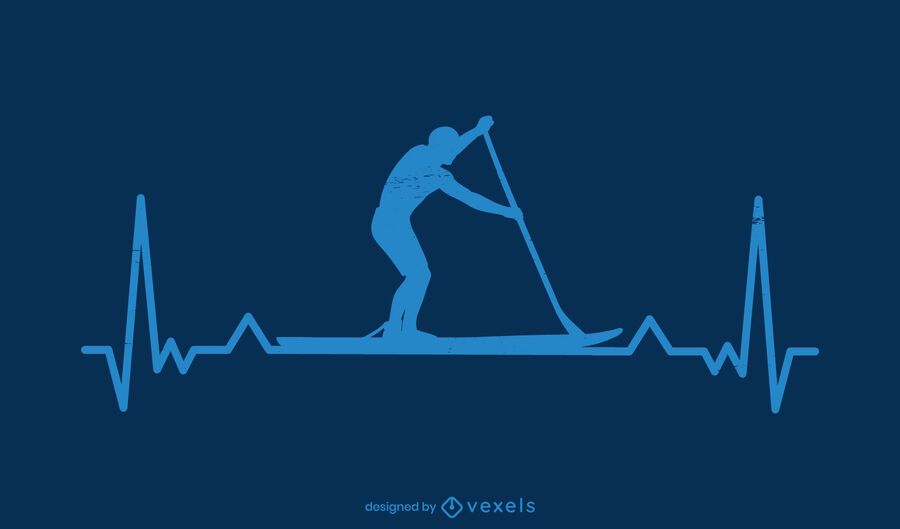 Paddleboarding Heartbeat Silhouette Design Paddleboarding Heartbeat Silhouette Design