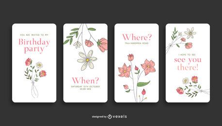Social-Media-Geschichte mit Blumengeburtstagseinladung