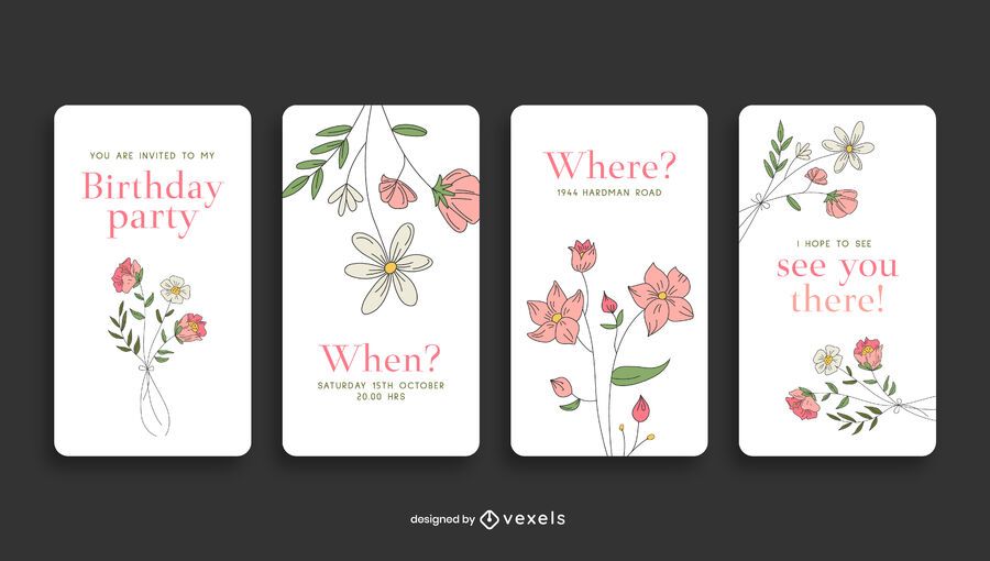 Floral birthday invitation social media story Floral birthday invitation social media story