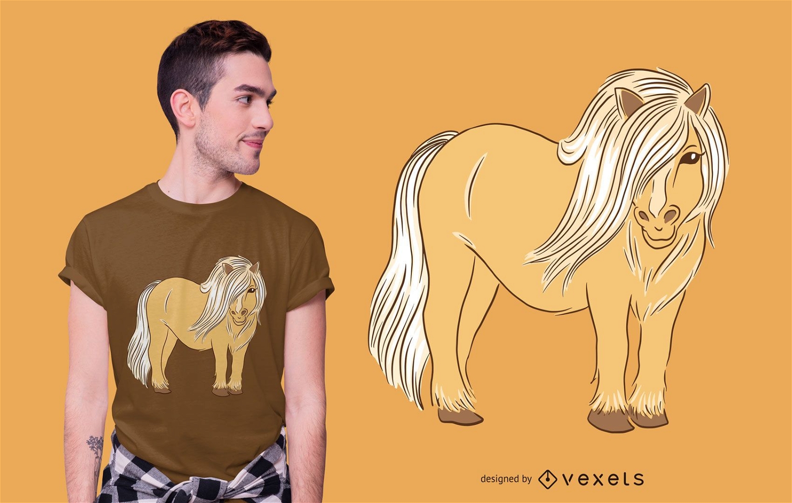 Diseño de camiseta de pony shetland