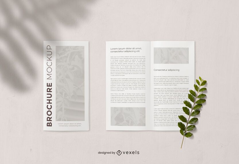Brochure open and closed mockup composition Brochure open and closed mockup composition