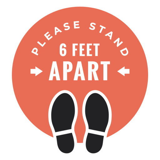 6 feet apart covid sign PNG Design