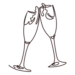 Projeto de desenho de linha de elogios de champanhe Desenho PNG