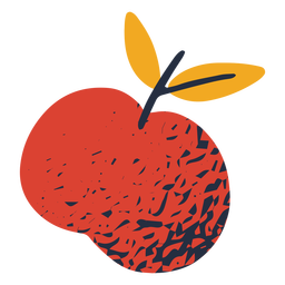 Ilustración colorida de manzana frondosa Diseño PNG