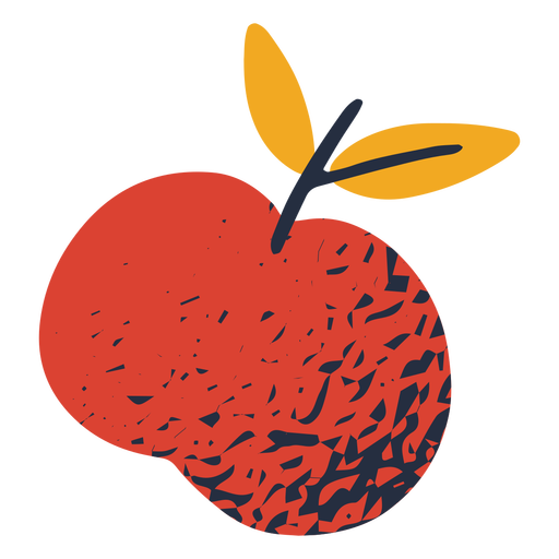 Colorful leafy apple illustration PNG Design