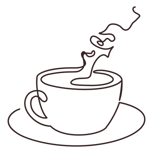 Cup of fragant coffee line drawing PNG Design