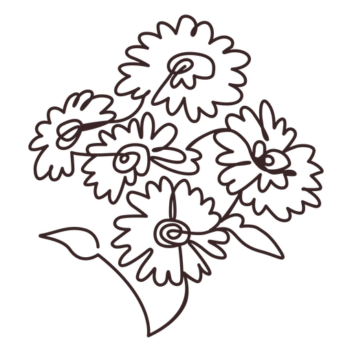 Desenho de linha de buquê de flores margaridas Desenho PNG